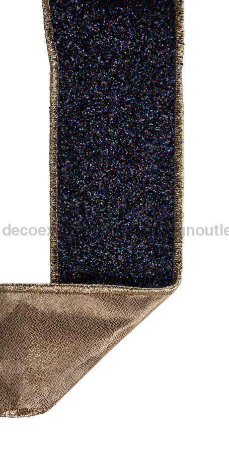 7/8’’X10Yd Laser Glitter/Fused Laser Black/Gold LX326686 Ribbon