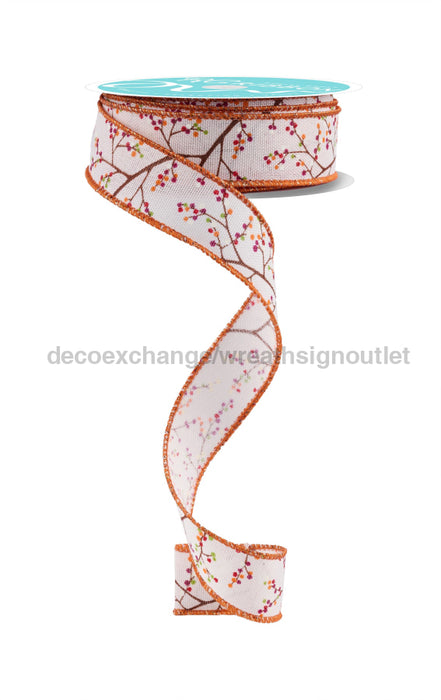 7/8’’X10Yd Mini Berry Branch Cream/Orange/Burgundy Rgf7472C2 Ribbon