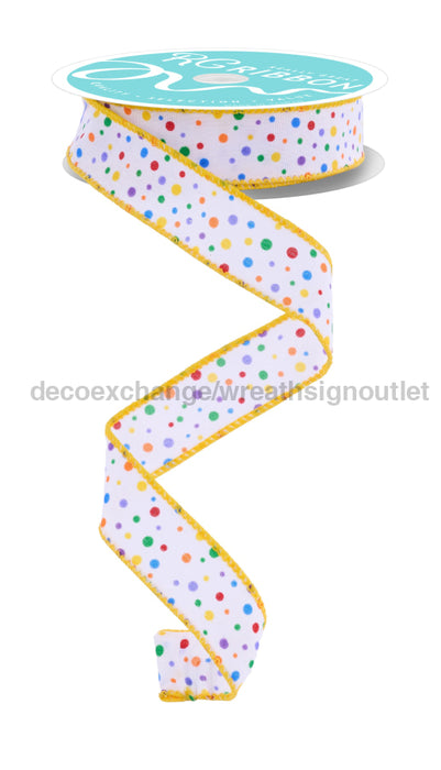 7/8’’X10Yd Multi Mini Dot White/Multi Rgf746827 Ribbon