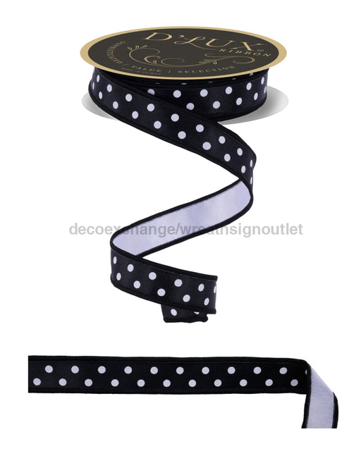 7/8’’X10Yd Small Polka Dot/Fused Black/White LX3037X6 Ribbon