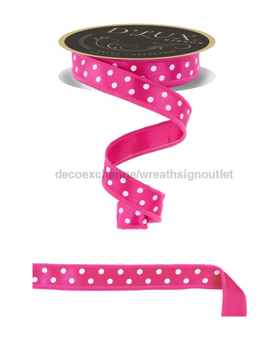 7/8’’X10Yd Small Polka Dot/Fused Hot Pink/White Lx302911 Ribbon