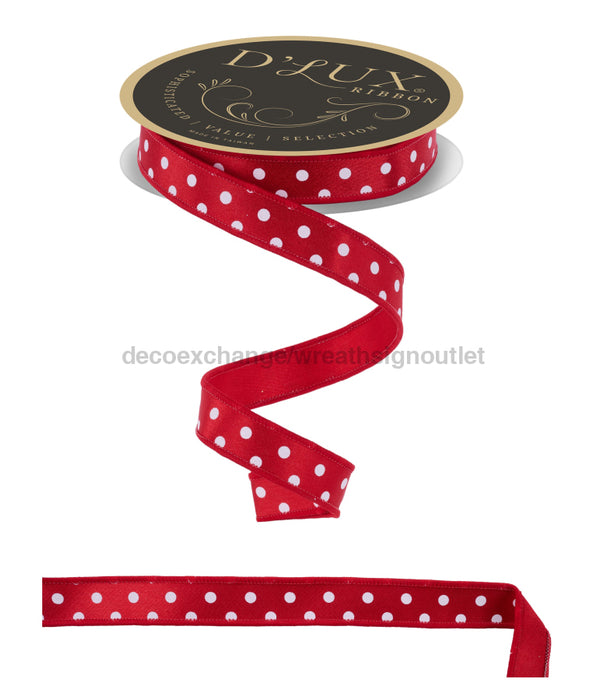 7/8’’X10Yd Small Polka Dot/Fused Red/White LX303324 Ribbon