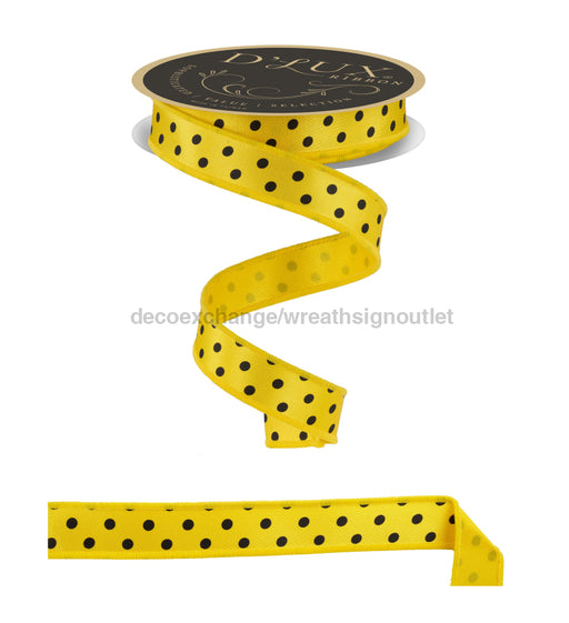 7/8’’X10Yd Small Polka Dot/Fused Yellow/Black LX304529 Ribbon