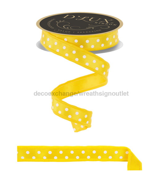 7/8’’X10Yd Small Polka Dot/Fused Yellow/White Lx302929 Ribbon