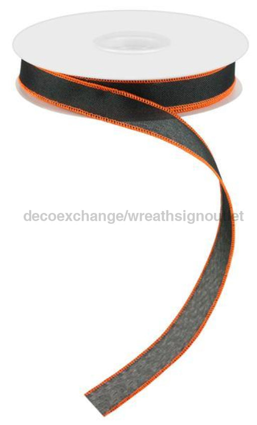 7/8"X25Yd Value Faux Burlap Black/Orange RC5005T5 - DecoExchange