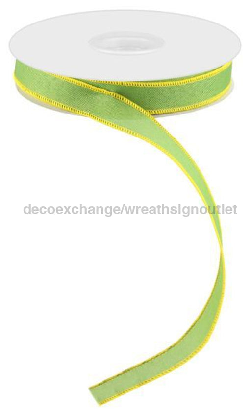 7/8"X25Yd Value Faux Burlap Fern Green/Yellow RC500571 - DecoExchange