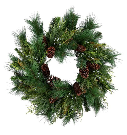 24"DIA PINE/JUNIPER/BERRY/CONE Wreath Multi Green/Brown XX9926