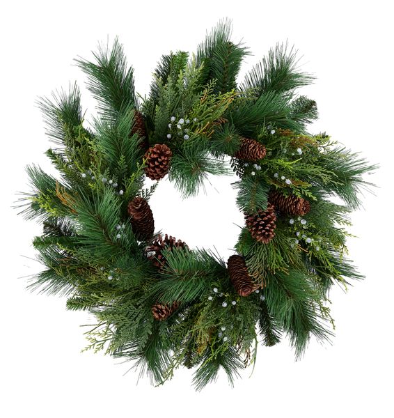 24"DIA PINE/JUNIPER/BERRY/CONE Wreath Multi Green/Brown XX9926