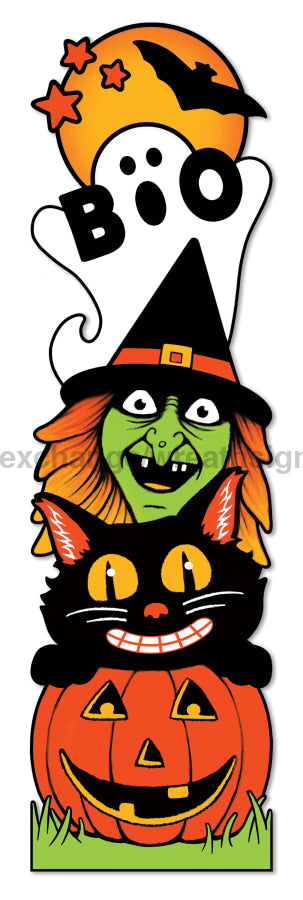 70’H Halloween Figure Stack Porch Sign Orange/Ylw/Lime/Blk/Wht Hh7591 Base