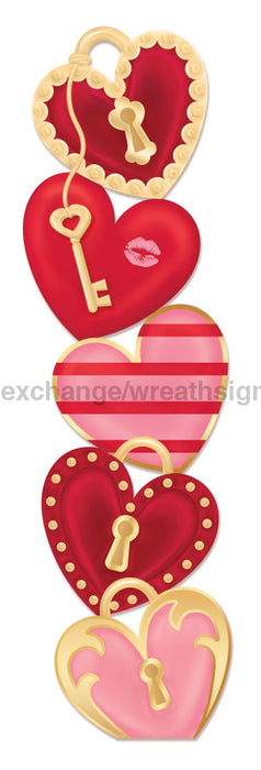 70’’Hx20.65’’L Heart Lock Stack Porch Sign Pink/Red/Brgndy/Gold HV9172 base
