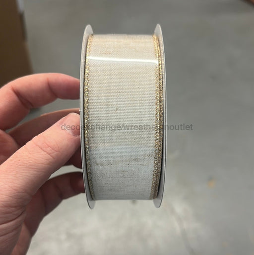 71165-09-18  Ivory Canvas/Gold Metlc Edge, 1.5"X10Y - DecoExchange®