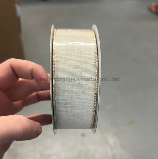 71165-09-18  Ivory Canvas/Gold Metlc Edge, 1.5"X10Y - DecoExchange®