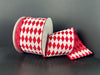 Red Satin/White Glitter Narrow Harlequin, 2.5"X10Y 71613-40-13