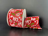 Red Metallic Satin/Festive Ho Ho Ho, 2.5"X10Y 71616-40-12