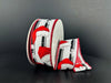 White Satin Black Stripes Santa's Hats Snow Ribbon 71637-09-21