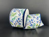 White Satin/Teal Eucalyptus-Blue Snow Berries, 2.5"X10Y 71648-40-27