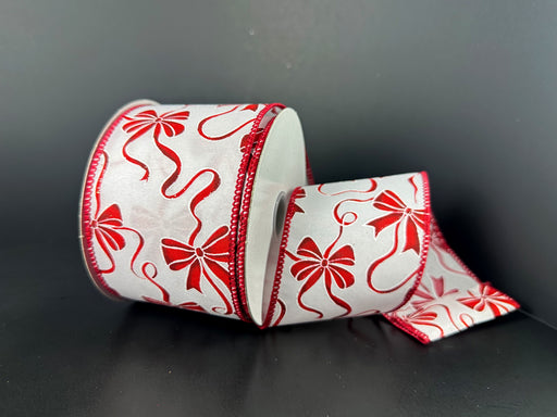 White Satin/Red Bows, 2.5"X10Y 71661-40-12