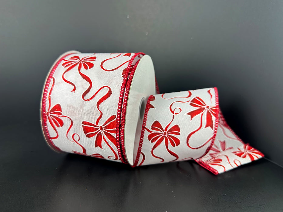 White Satin/Red Bows, 2.5"X10Y 71661-40-12