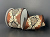 Brown Satin Black-Ivory-Gold Damask Center Ribbon 71693-40-38