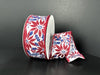 White Linen/Dk Red Glitter-Blue Poinsettias, 1.5"X10Y 72613-09-27