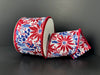 White Linen/Dk Red Glitter-Blue Poinsettias, 2.5"X10Y 72613-40-27