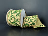 Gold Dupioni Dark Green Vine Swirls Ribbon 72616-40-15