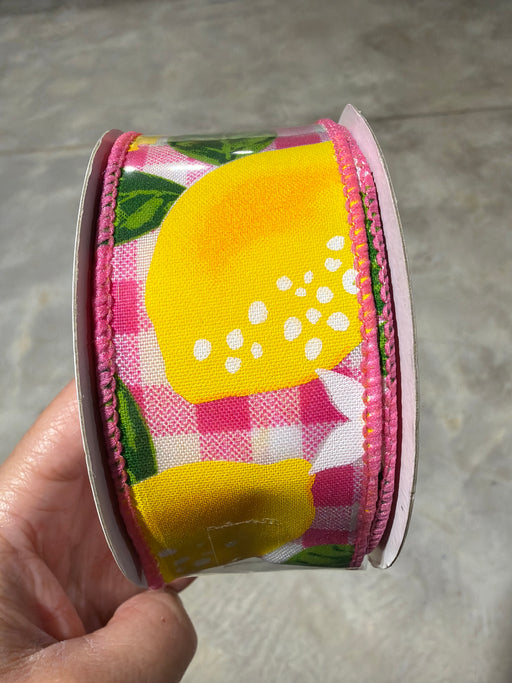 1.5"X10Yd Lemon W/Check White/Yllw/Blk/Hot Pink RGC111207 - DecoExchange®