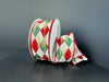 Cream Canvas/Dk Red-Green Faded Harlequin/Gold Metallic, 1.5"X10Y 73523-09-17
