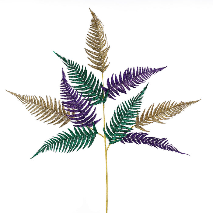 36"L Glitter Sword Fern Spray Mardi Gras HG3427