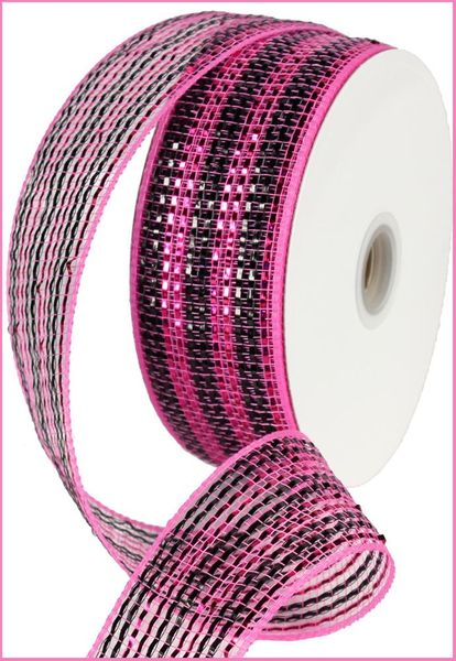 2.5"X25YD Wide Foil Stripe Black/Hot Pink RR3063JX