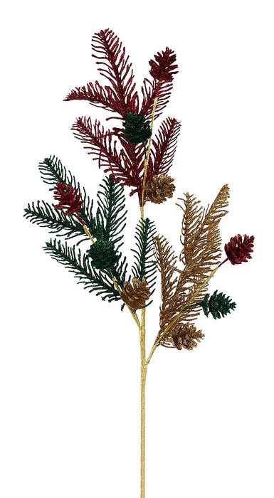 29"L Glitter Pinecone/Spruce Spray Red/Emerald Green XS2591F4