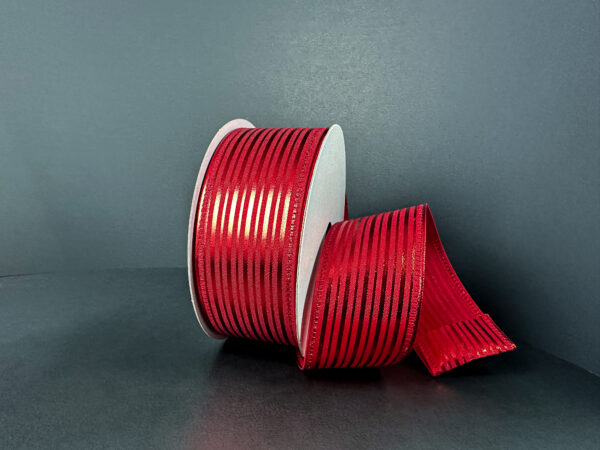 Red Satin/Metallic Embossed Vertical Grain, 1.5"X10Y 76555-09-12