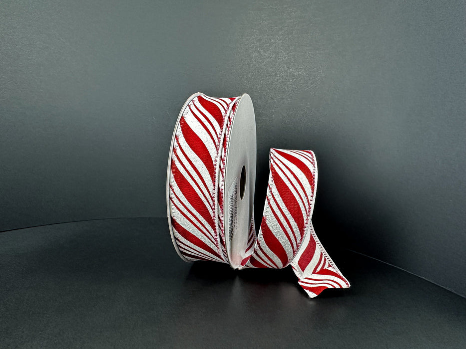 Wired Red-White Candy Cane Stripe Ribbon 76591-05-13
