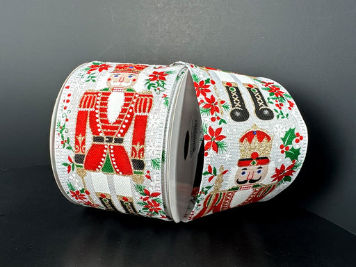 White Linen Fancy Traditional Nutcracker Ribbon 76602-40-01