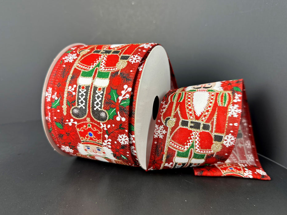 Deep Red Linen/Fancy Nutcracker, 2.5"X10Y 76602-40-10