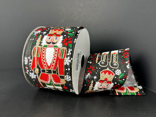 Black Linen Fancy Nutcracker Ribbon 76602-40-21