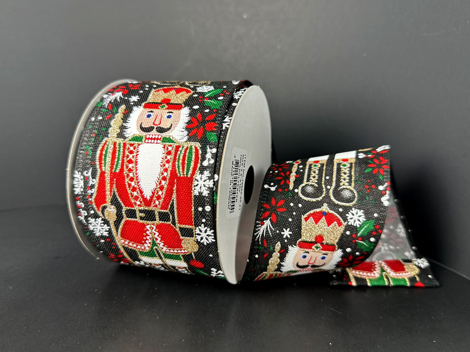 Black Linen Fancy Nutcracker Ribbon 76602-40-21
