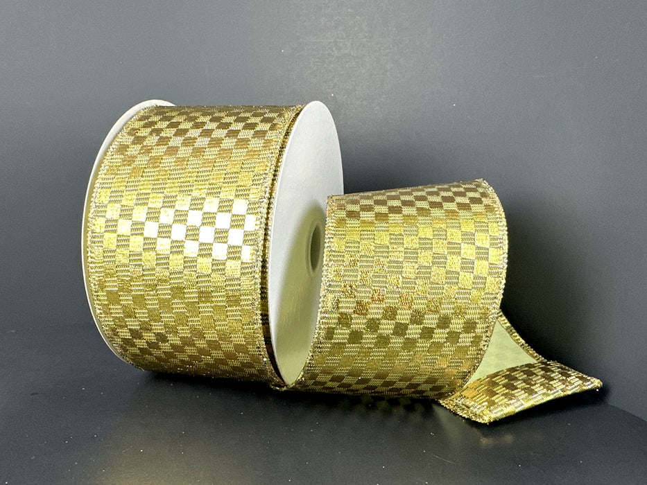 Moss Metallic-Gold Metalique Check, 2.5"X10Y 76637-40-15