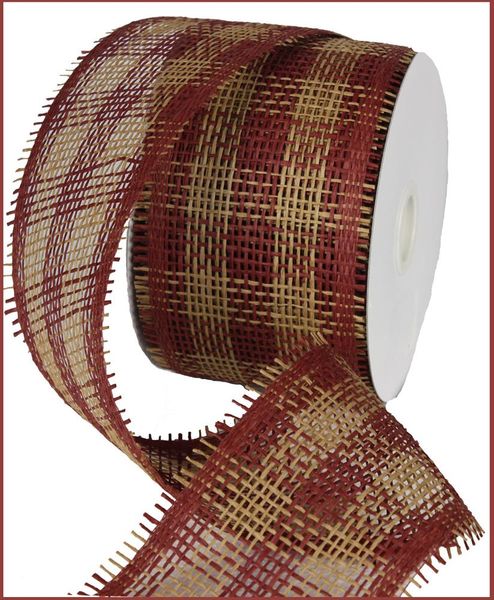 4"X20YD Woven Check Paper Mesh Burgundy/Natural RR700256