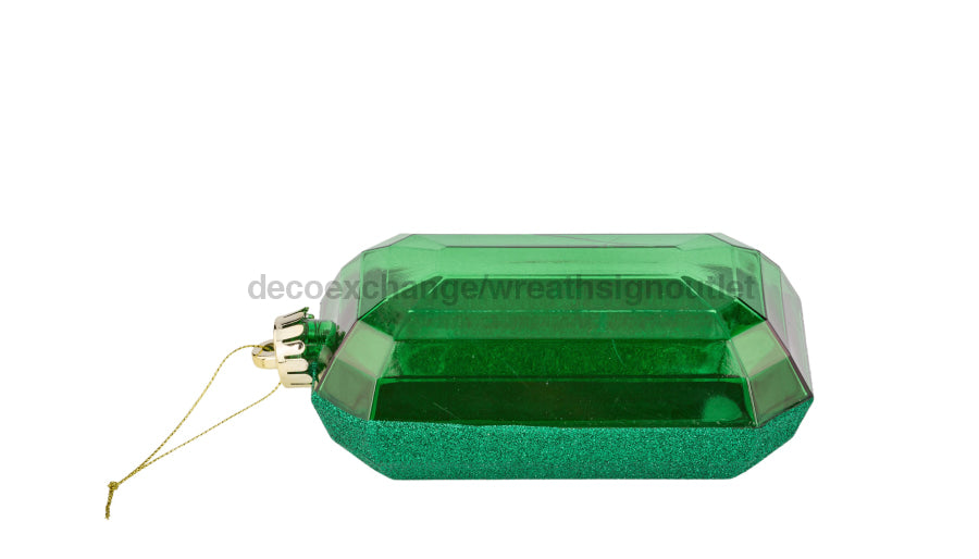 7’’L X 4’’W Glitter Rectangle Gem Orn Emerald Green Xj563406 Ornament