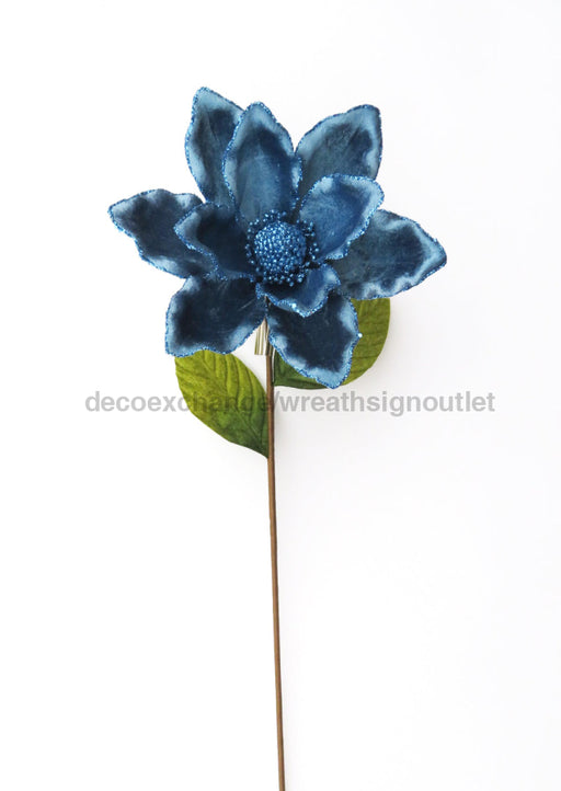 Dia20Cm X H55Cm Glittered Magnolia Stem. Navy 50398-Nv Pick