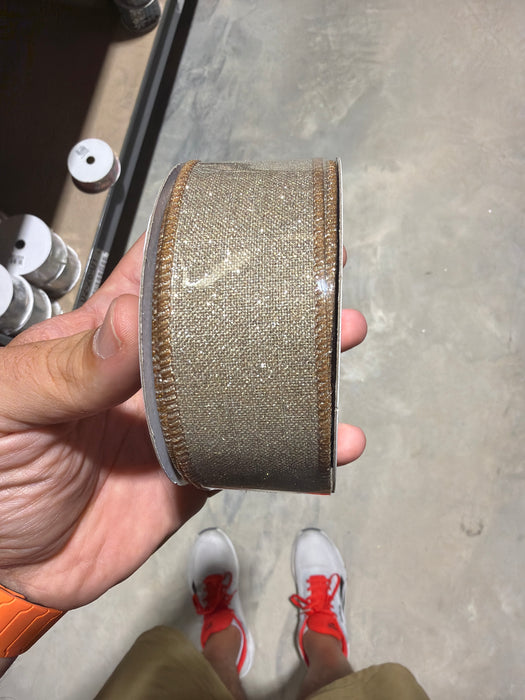 1.5"X10Yd Fine Glitter On Royal Taupe/Brown RGE13803M