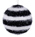 4"DIA V-cut Foil Stripe Ball Orn Black/White XJ5605M9