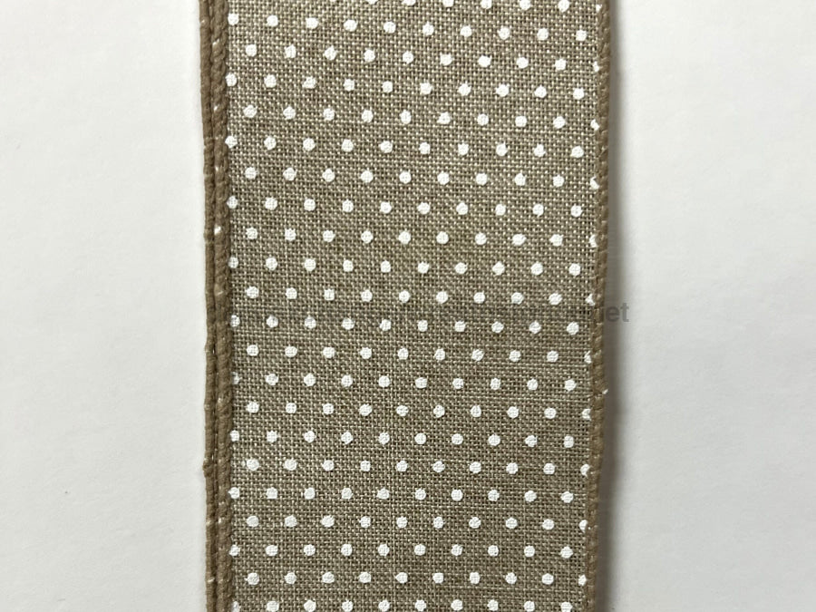 841-40-337: Nat Lin/Wht Raised Microdot 2.5X50Y Ribbon