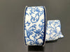 White Satin/Blue Chinoiserie Swirls, 2.5"X50Y 841-40-637