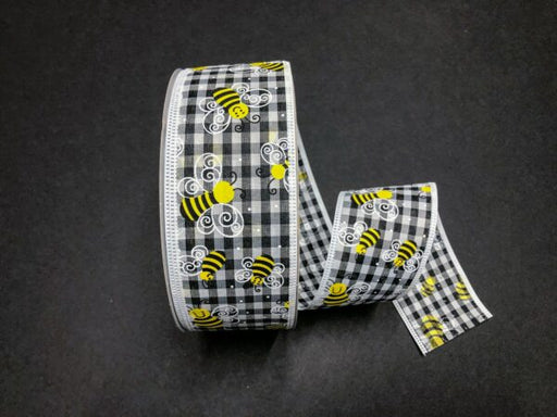 Blk-Wht Ginham/Bees/Wht Edg, 2.5"X50Y 845-40-152 - DecoExchange®