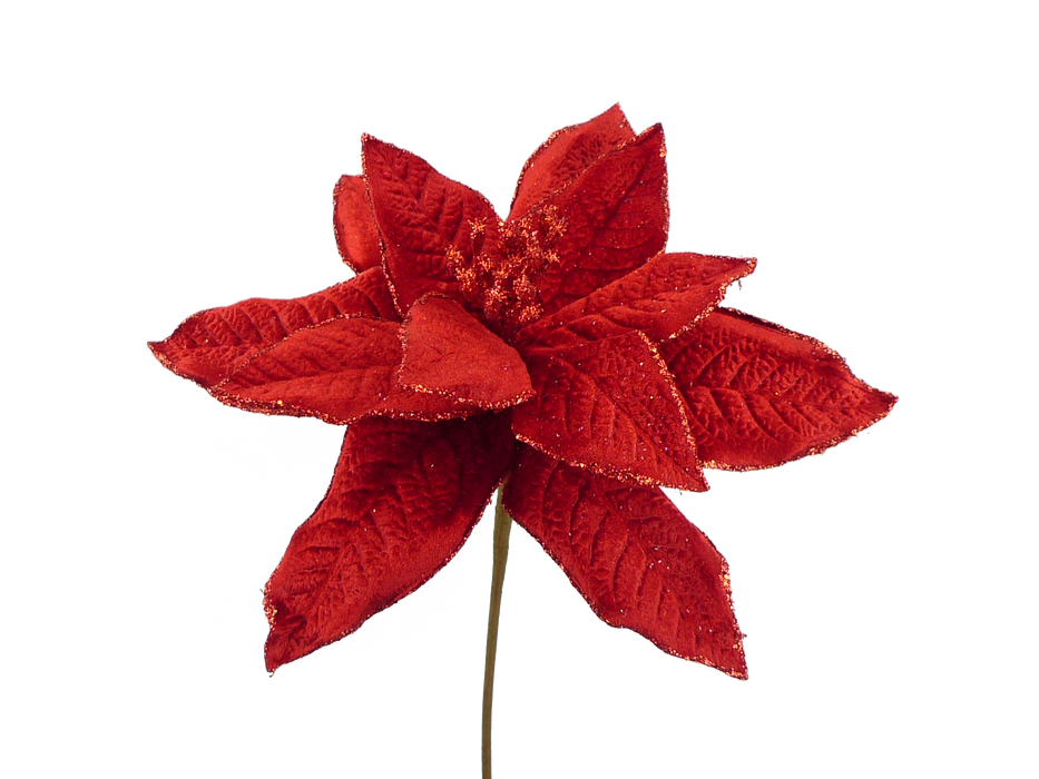 Velvet Poinsettia Pick W11xH13 84825RD