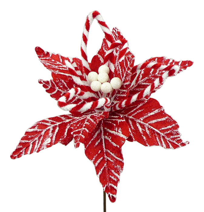 Peppermint Poinsettia Pick W12xH13 84838RDWT