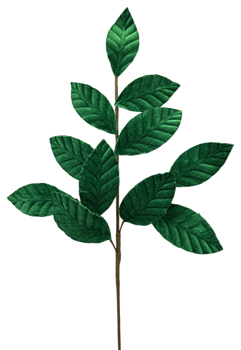 Velvet Magnolia Leaf Spray x 11 H25 Green 85361GN