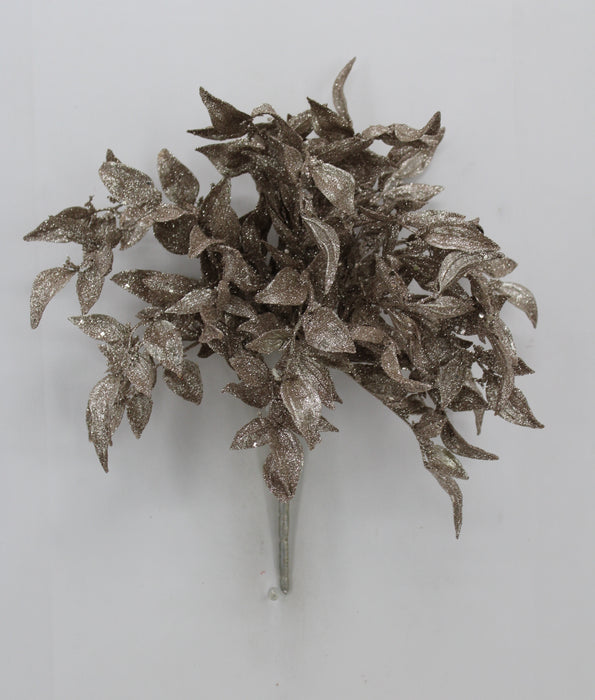 17 In Plastic Leaf W Glitter 85808-CHAMP